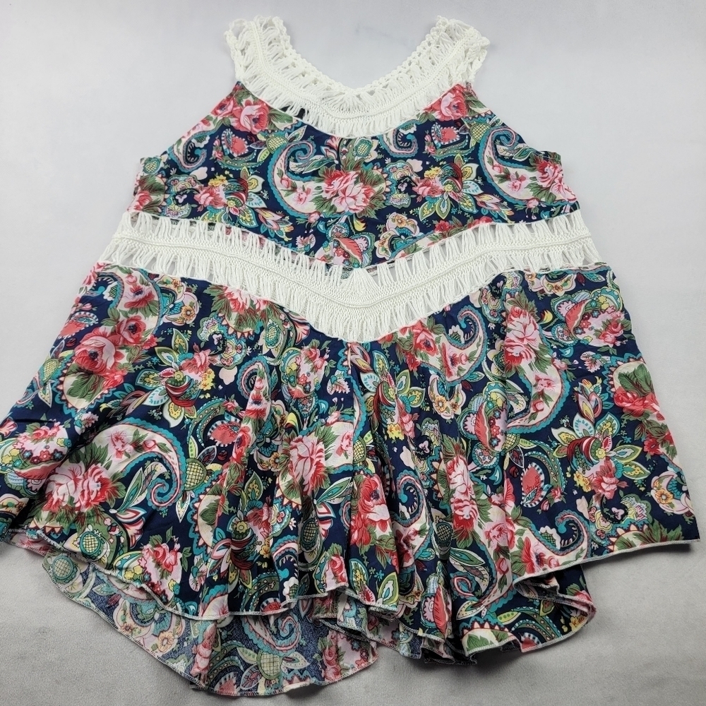 NWT Ana & Rose oversized sheer crochet embroidery printed flowy sleeveless top - Picture 4 of 5